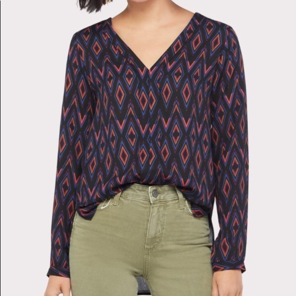 Franny Placket Long Sleeve Blouse EUC